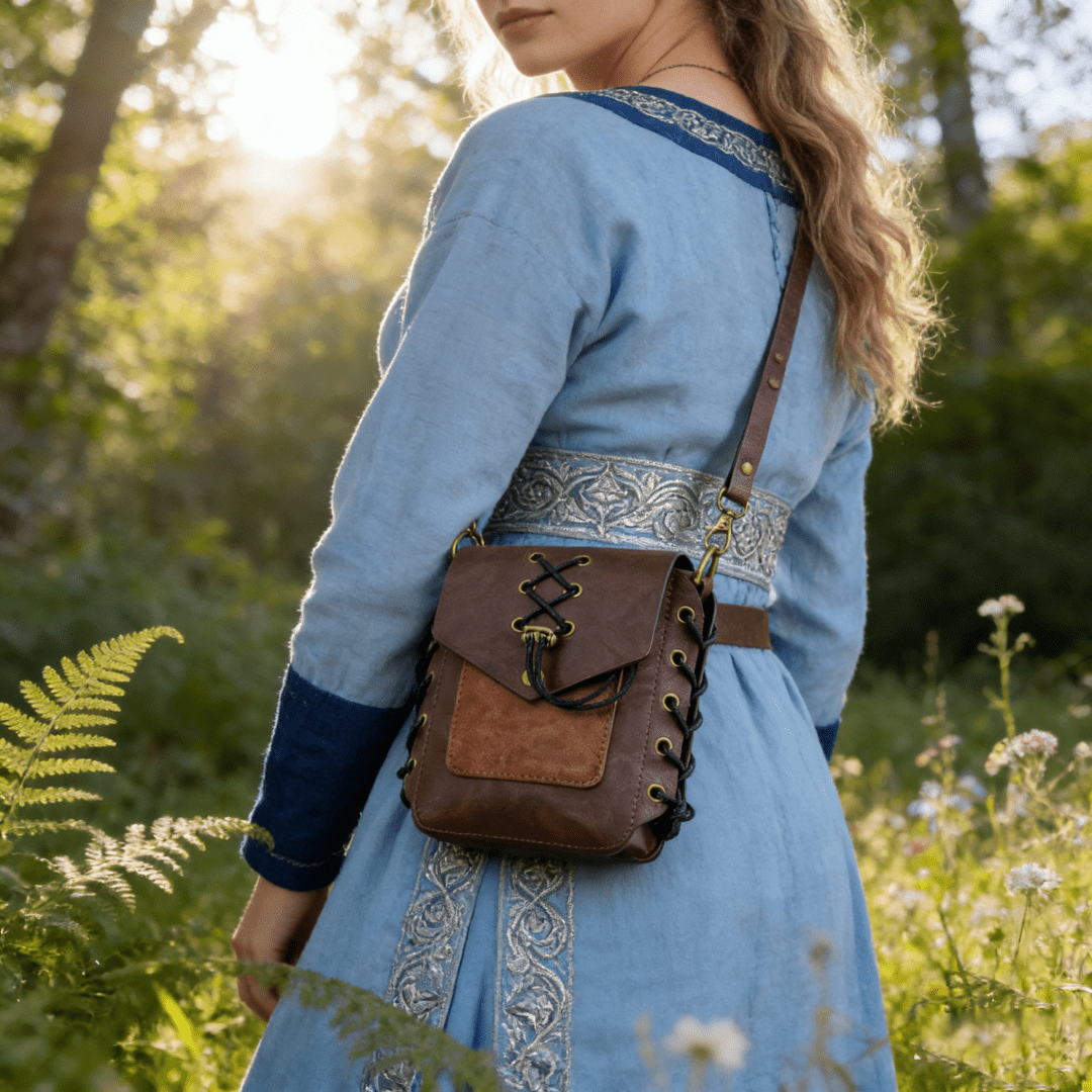 WorldNorse Medieval Lace Up Leather Pouch Bag - image 5