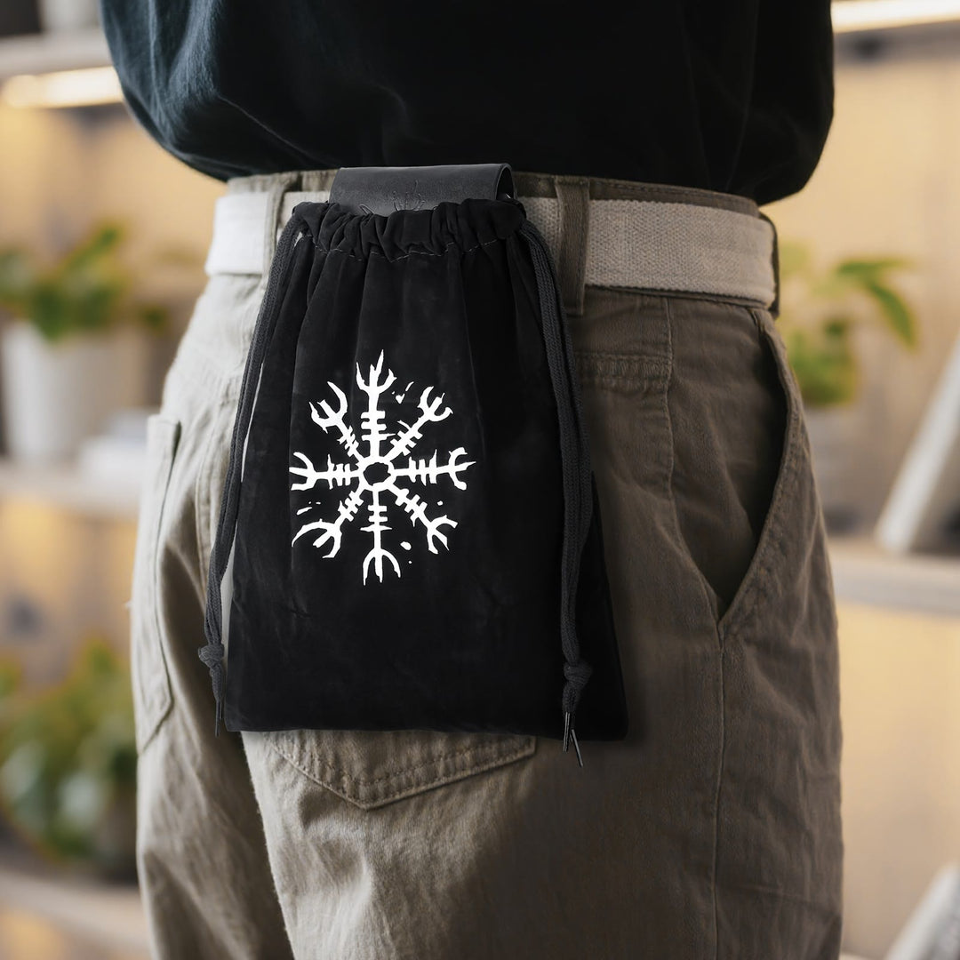 WorldNorse Helm of Awe Drawstring Waist Pouch Bag - Black - image 5