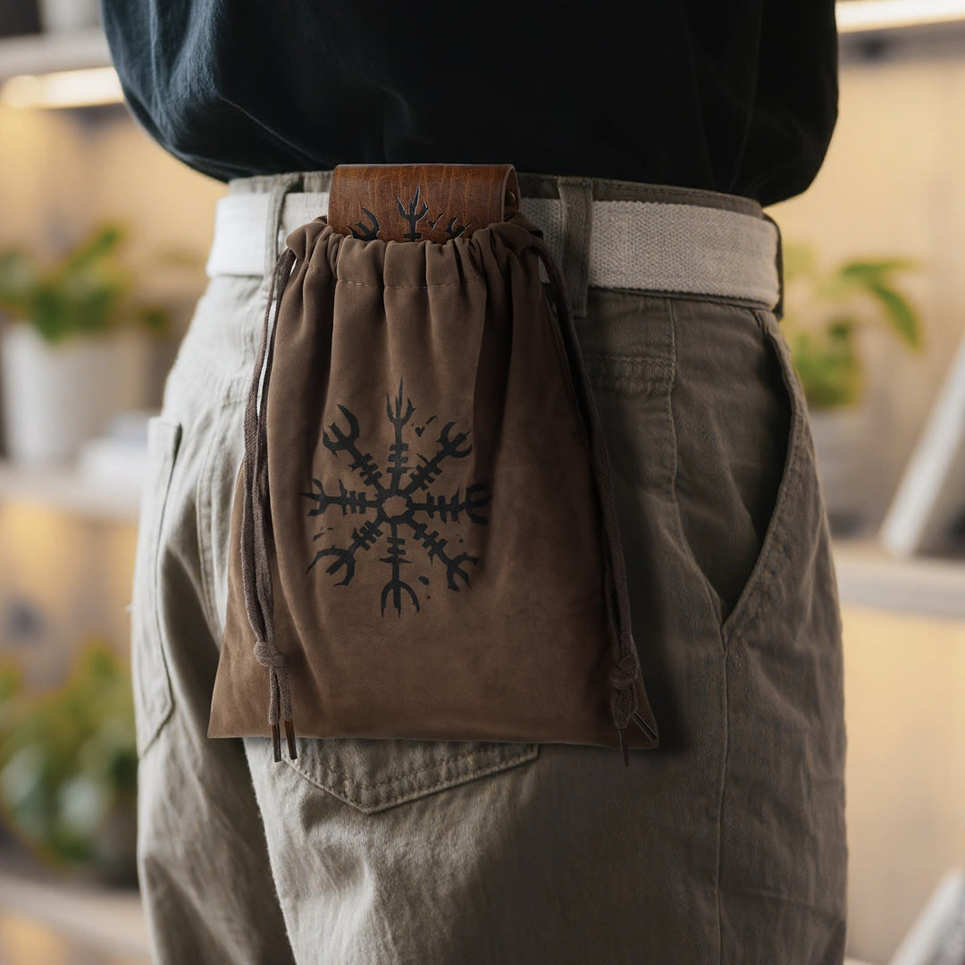 WorldNorse Helm of Awe Drawstring Waist Pouch Bag - Brown - image 0