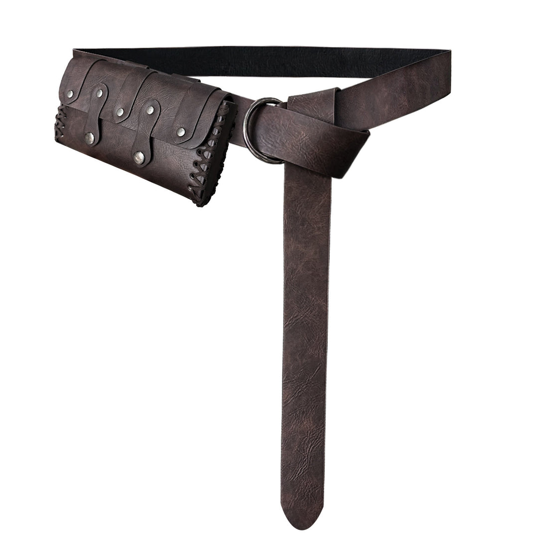 WorldNorse Medieval Vintage Rivet Belt Pouch Bag - Brown - Bag+Belt - image 6