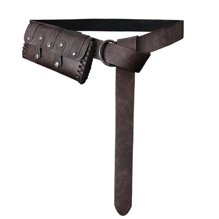 WorldNorse Medieval Vintage Rivet Belt Pouch Bag - Brown - Bag+Belt - image 6