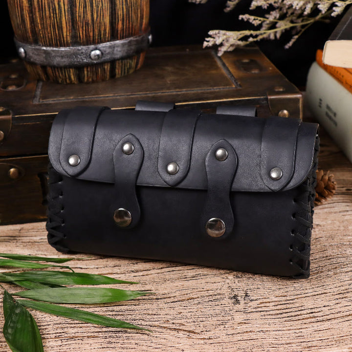 WorldNorse Medieval Vintage Rivet Belt Pouch Bag - Black - Bag - image 0