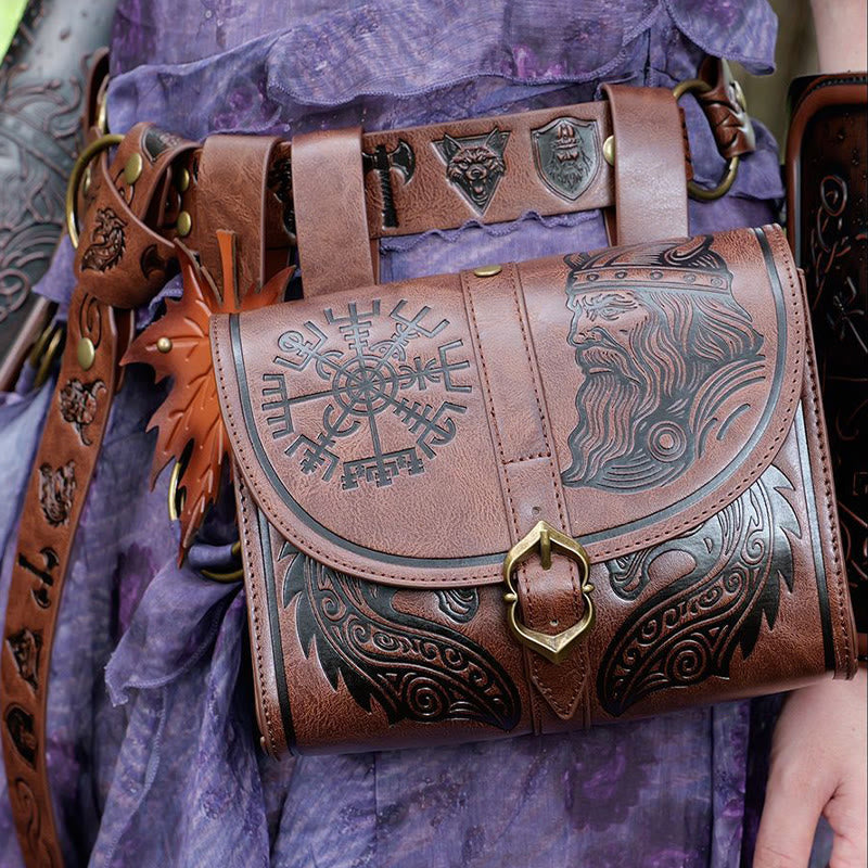 WorldNorse Viking Warrior Vegvisir Compass Embossed Pouch Bag - image 1
