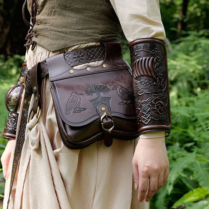 WorldNorse Yggdrasil And Odin's Ravens Embossed Pouch Bag - image 7