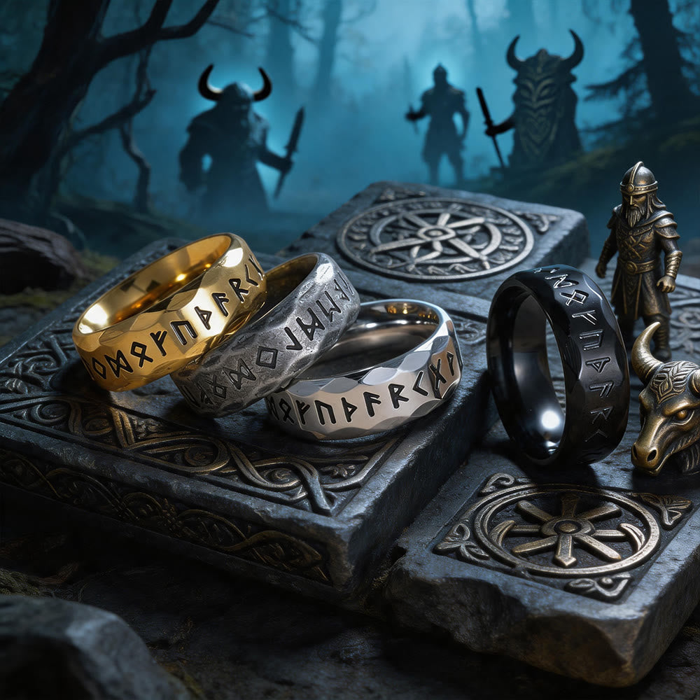 WorldNorse Hammered Futhark Rune Viking Amulet Ring - image 0