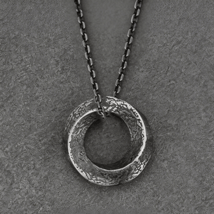 WorldNorse Handcrafted 999 Silver Mobius Strip Necklace - 55cm Titanium Steel Chain - image 1
