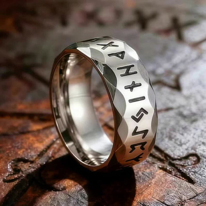 WorldNorse Hammered Futhark Rune Viking Amulet Ring - Silver - US 13 - image 5
