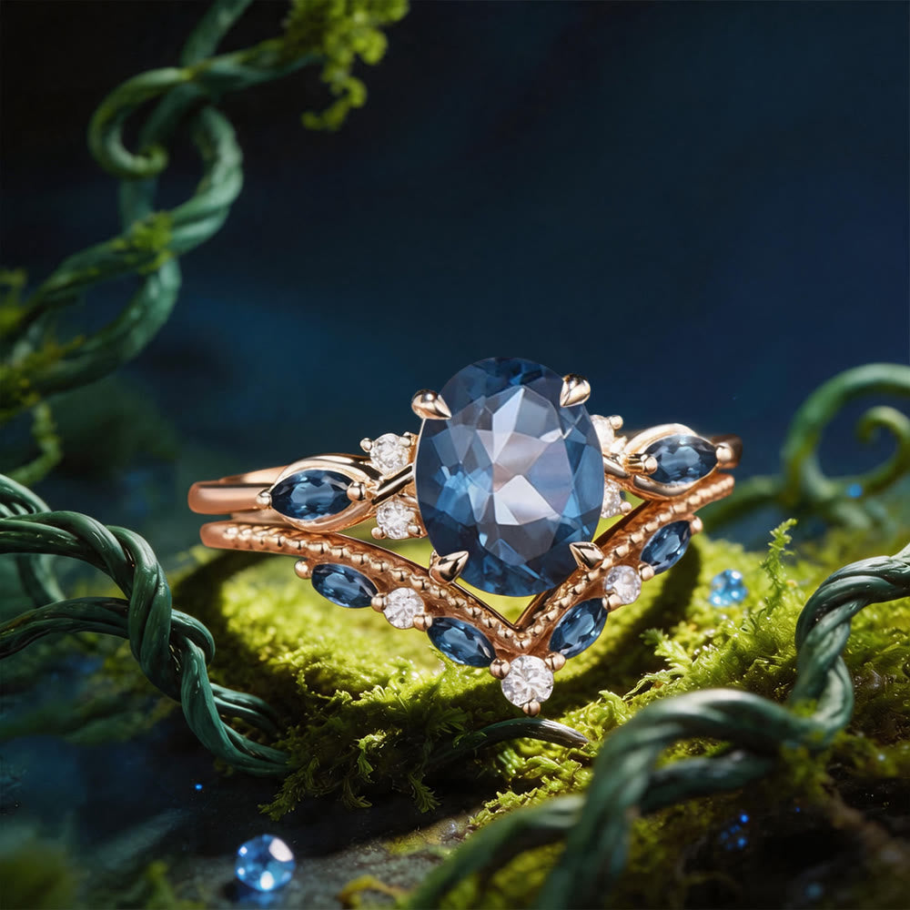 FREE Today: Ocean Elegance Oval Blue Topaz Ring Set - image 3