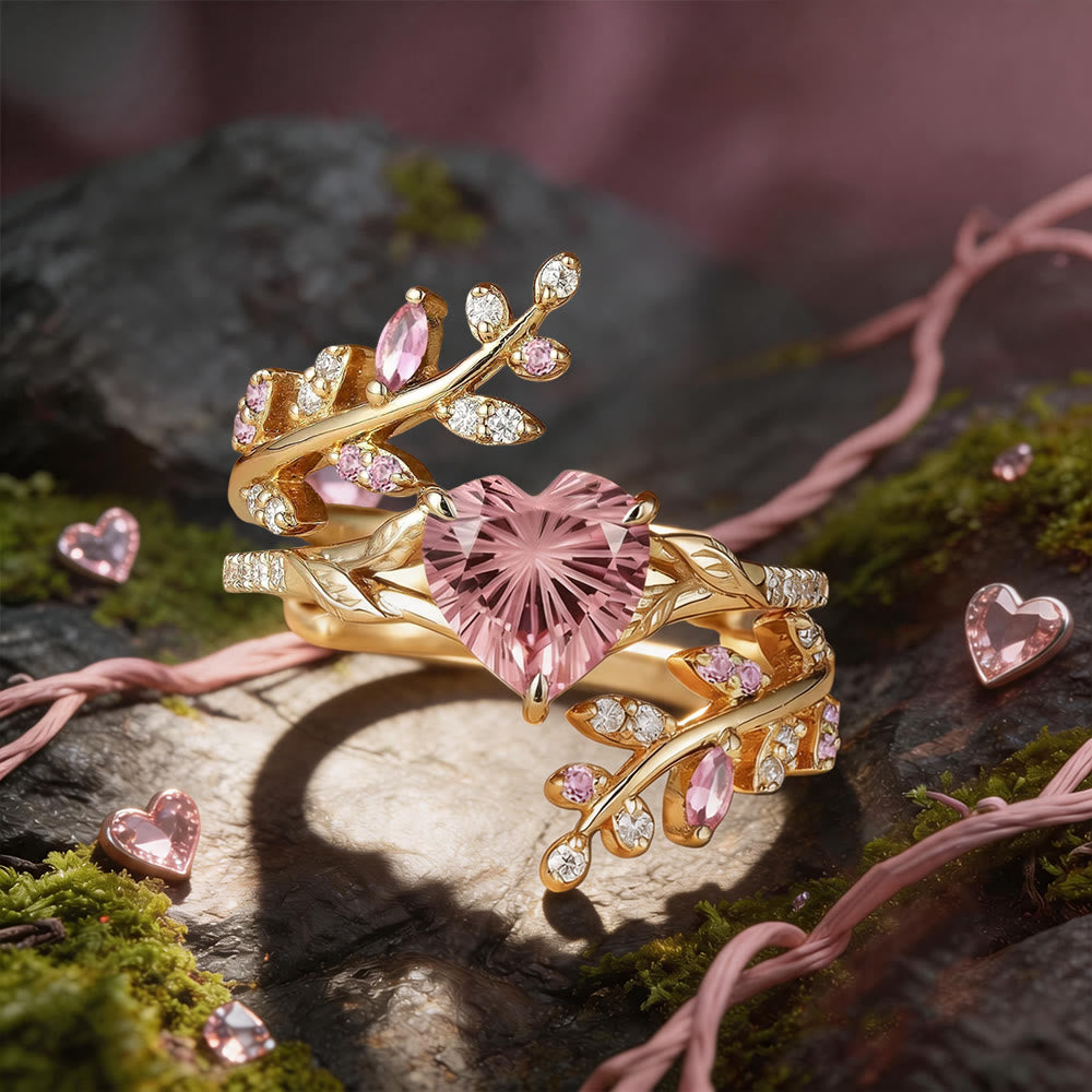 FREE Today: Whimsical Heart Zircon Enchanted Vine Ring Set - US 10 - image 0