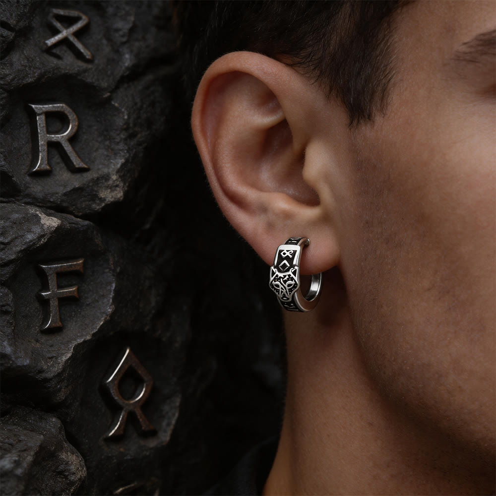 FREE Today: Viking Wolf Head Rune Hoop Earrings - image 1