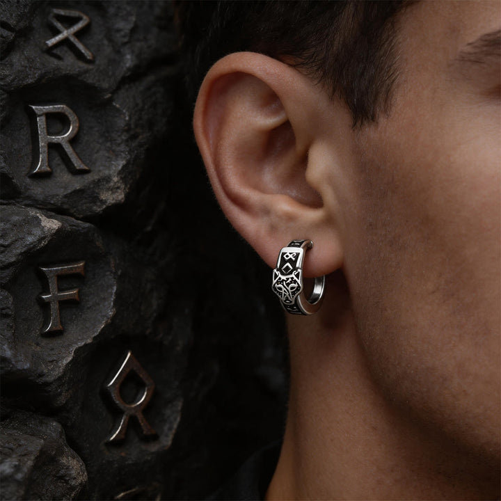 FREE Today: Viking Wolf Head Rune Hoop Earrings - image 1