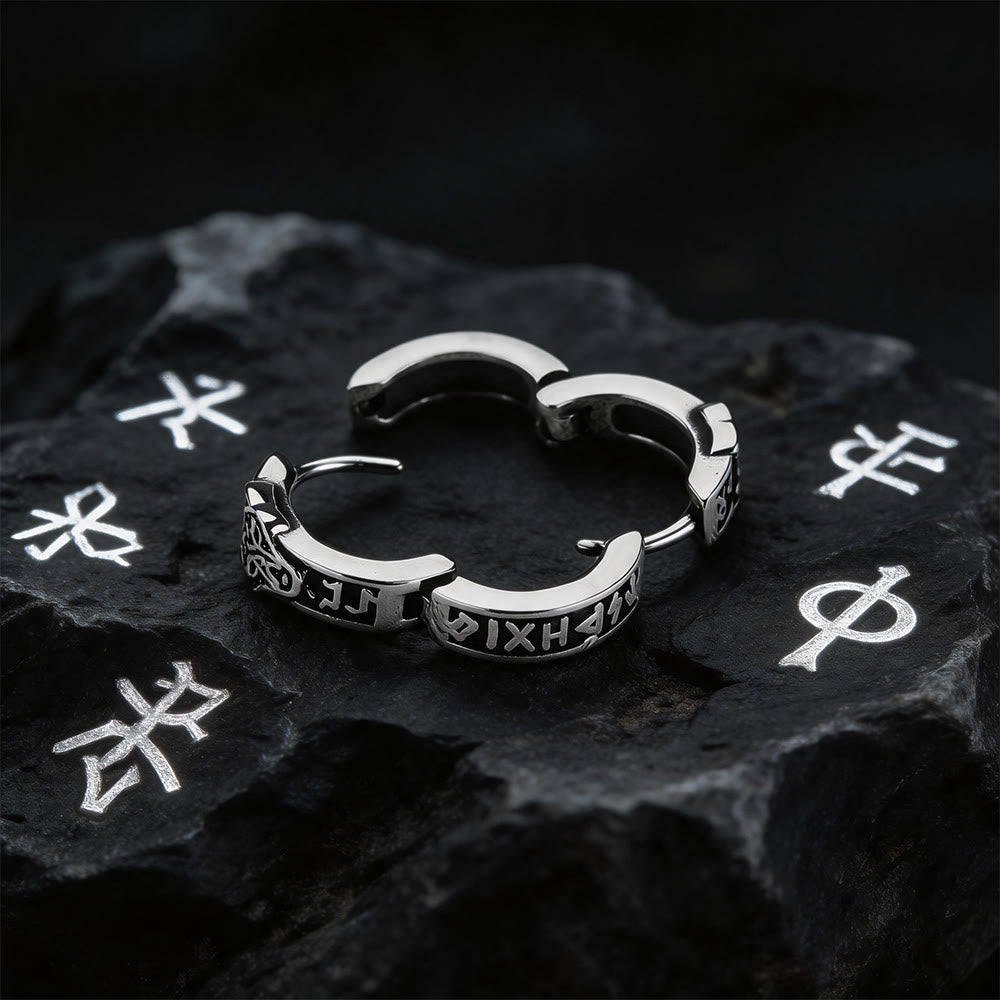 FREE Today: Viking Wolf Head Rune Hoop Earrings - image 3