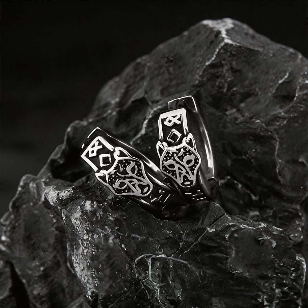 FREE Today: Viking Wolf Head Rune Hoop Earrings - image 4