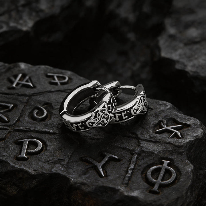 FREE Today: Viking Wolf Head Rune Hoop Earrings - image 5