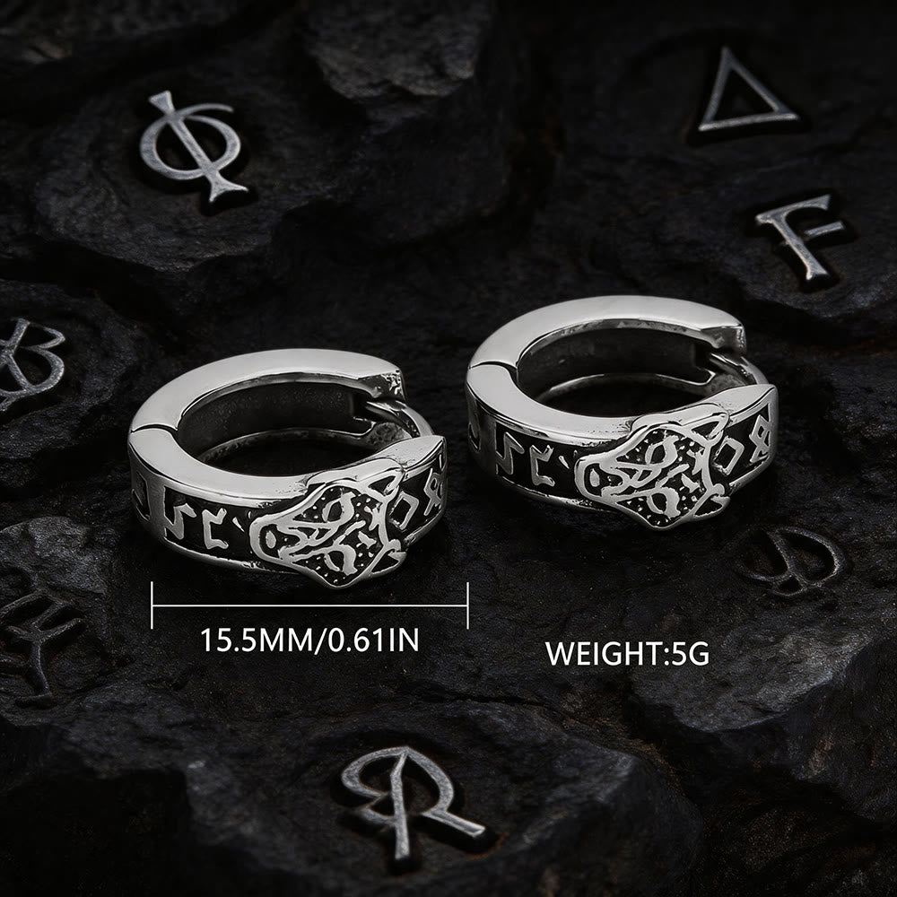 FREE Today: Viking Wolf Head Rune Hoop Earrings - image 6