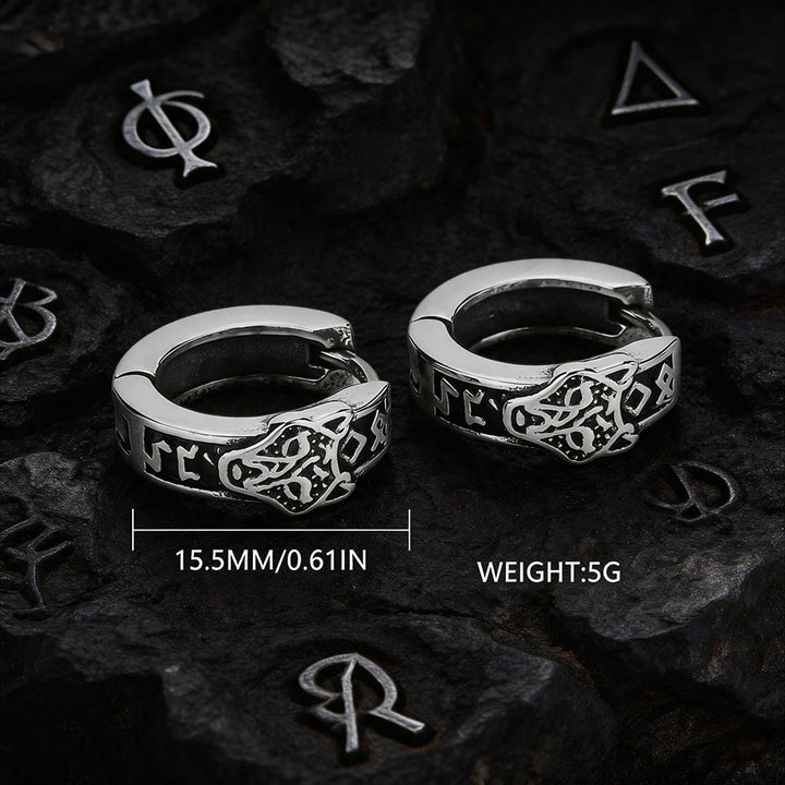 FREE Today: Viking Wolf Head Rune Hoop Earrings - image 6