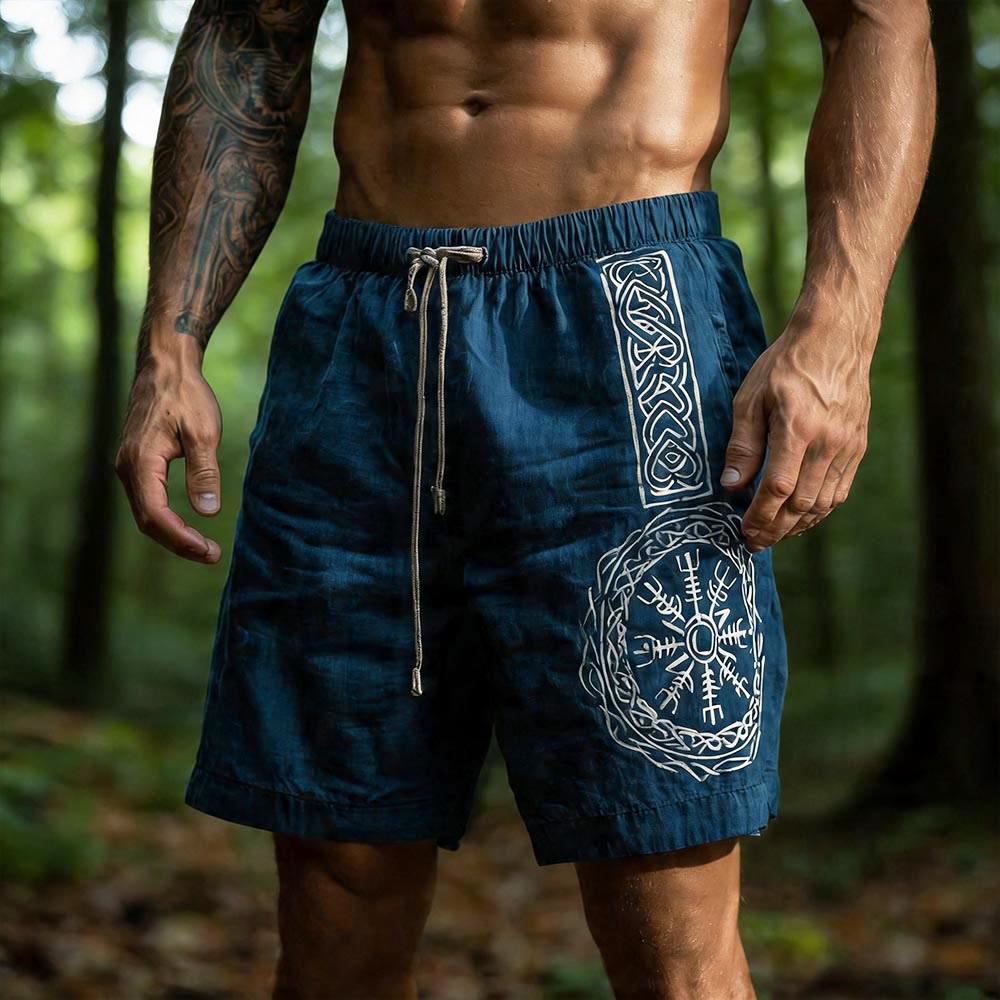 WorldNorse Helm of Awe Celtic Knot Linen Shorts - US/UK/AU50，EU60 (5XL) - image 0