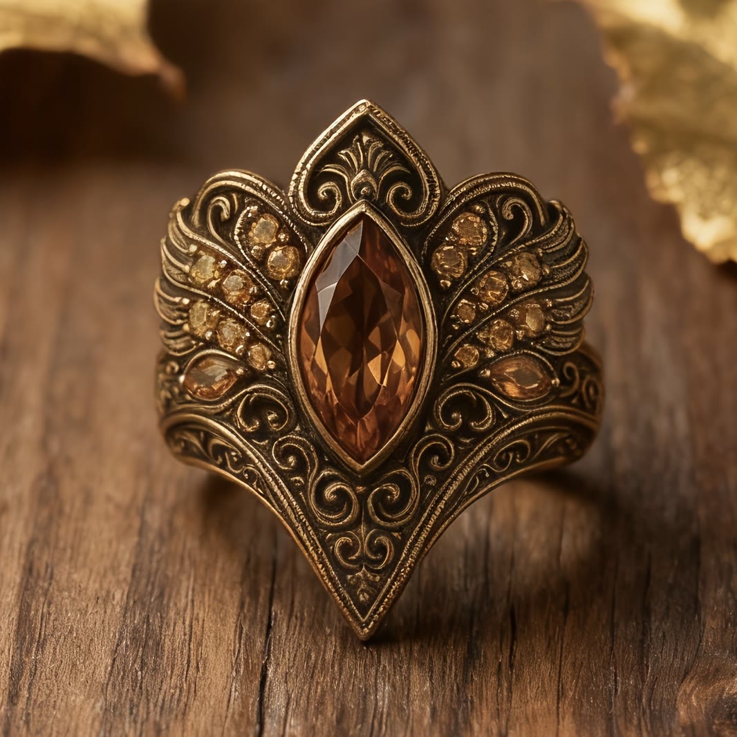FREE Today: Antique Style Ornate Champagne Diamond Ring - image 2