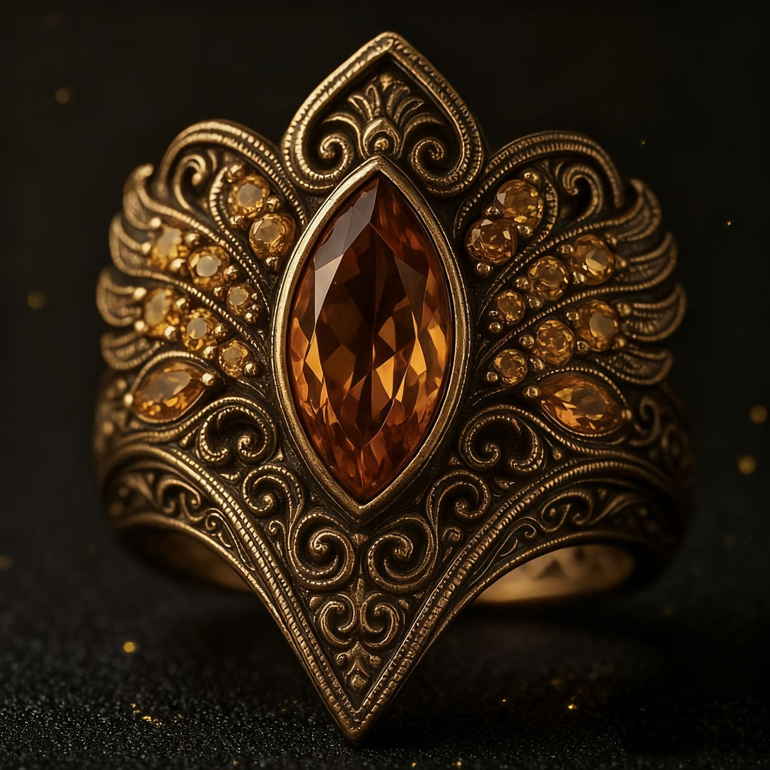 FREE Today: Antique Style Ornate Champagne Diamond Ring - image 3