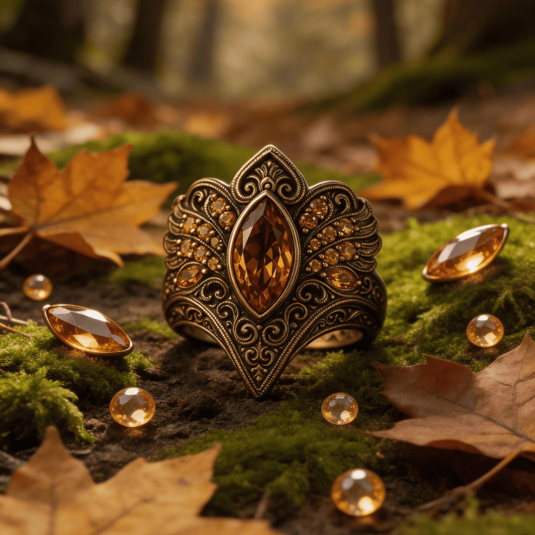 FREE Today: Antique Style Ornate Champagne Diamond Ring - US 10 - image 0