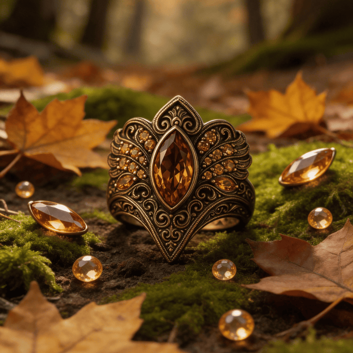 FREE Today: Antique Style Ornate Champagne Diamond Ring - US 10 - image 0