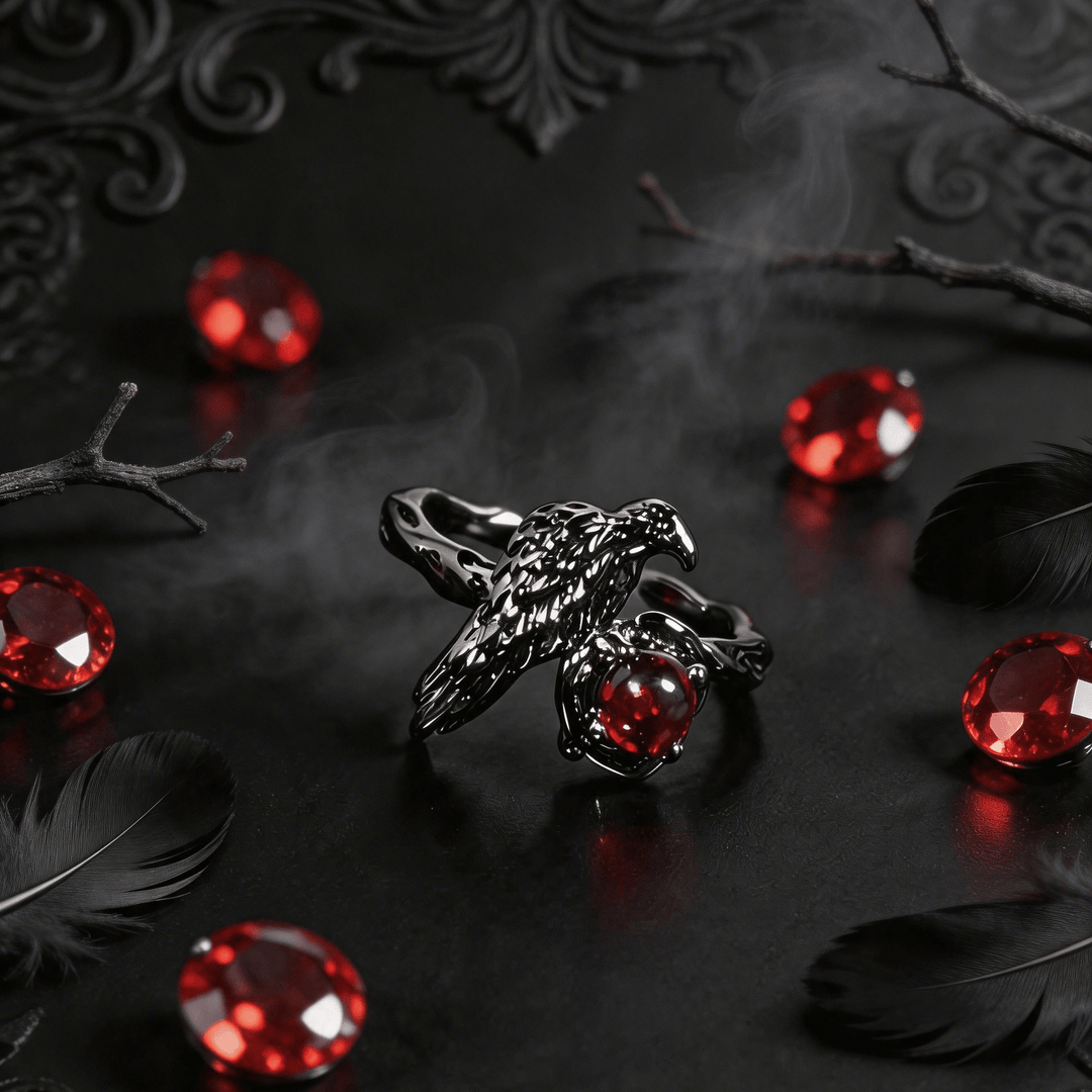 FREE Today: Dark Raven Ruby Gothic Ring - Adjustable - image 0