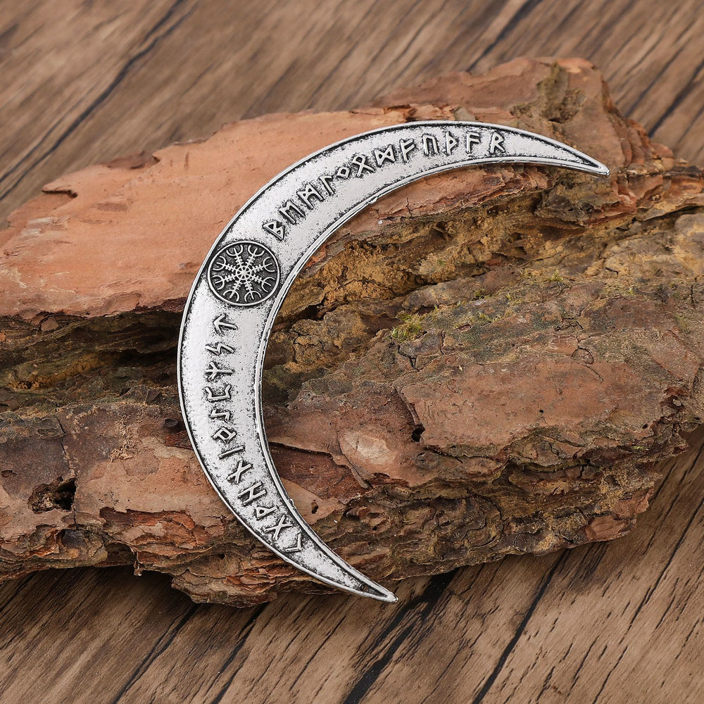 WorldNorse Helm of Awe Rune Crescent Hairpin - image 1