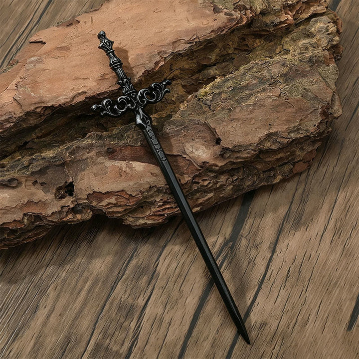 WorldNorse Floral Carved Sword Hairpin - Black - image 4