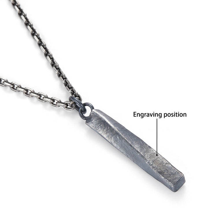 WorldNorse Handcrafted 999 Silver Textured Twisted Bar Necklace - With Chain - YES PLEASE - image 5