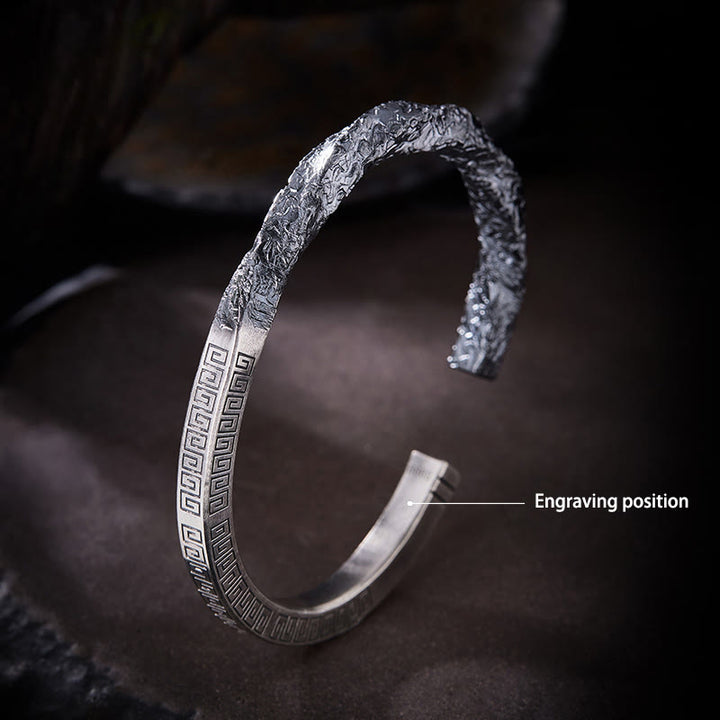WorldNorse Handcrafted 999 Silver Textured Rock Bracelet - Inner Circumference 18-19 cm - YES PLEASE - image 3