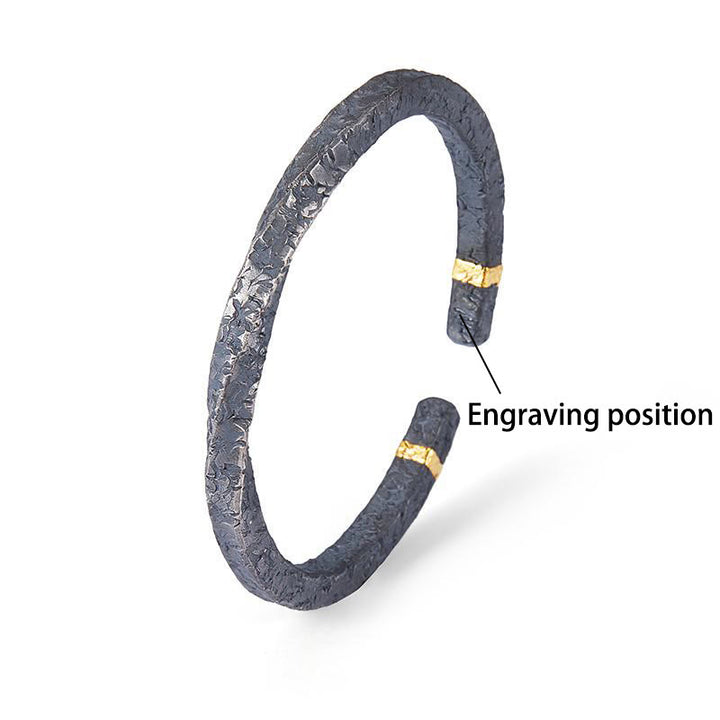 WorldNorse Handcrafted 999 Silver Dark Textured Gold Trimmed Twisted Bracelet - Inner Circumference 19 cm - YES PLEASE - image 4