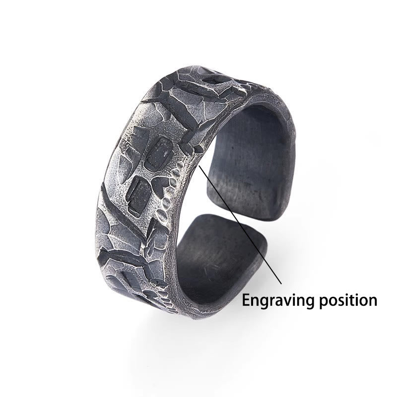 WorldNorse Handcrafted 999 Silver Rugged Skull Carved Textured Ring - Inner Circumference 62.5-65 mm - YES PLEASE - image 3