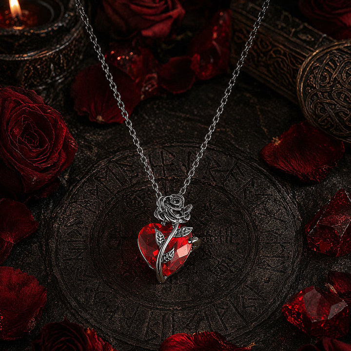 FREE Today: Dark Romance Ruby Heart Rose Necklace - image 3