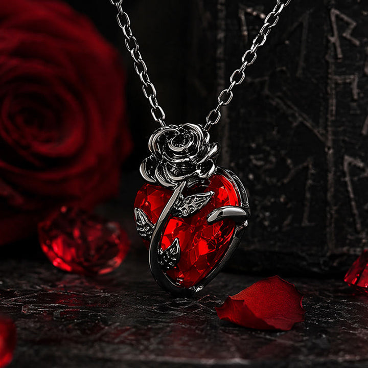 FREE Today: Dark Romance Ruby Heart Rose Necklace - image 2