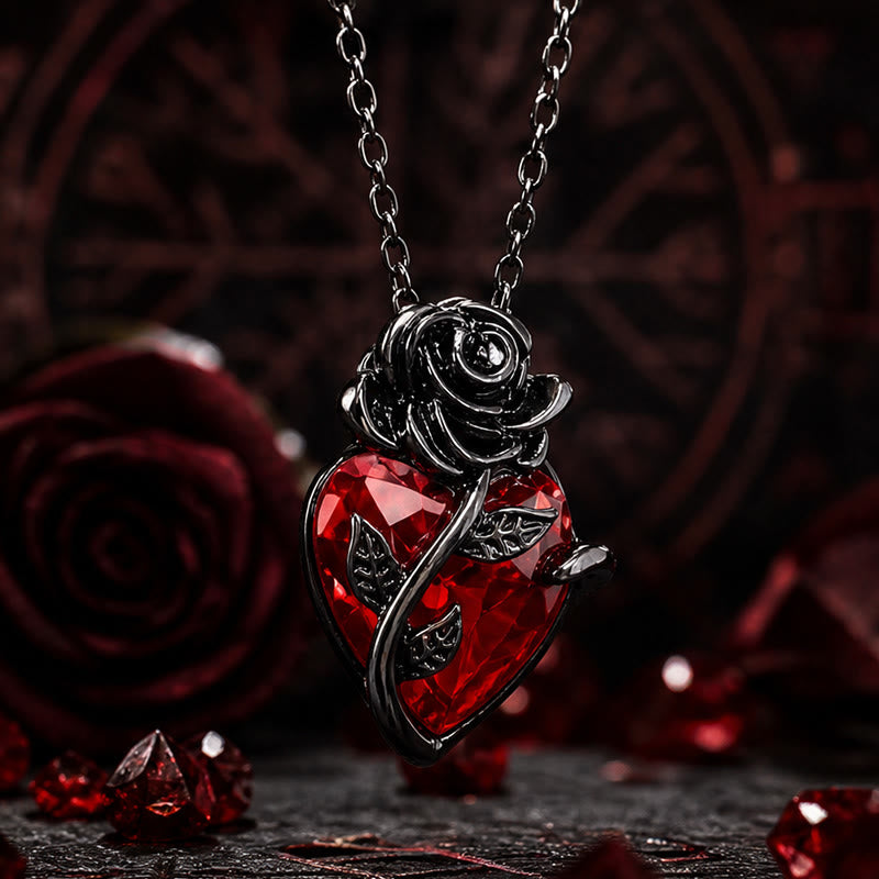 FREE Today: Dark Romance Ruby Heart Rose Necklace - Necklace - image 0