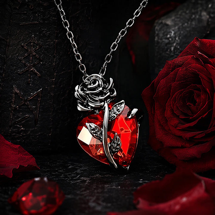 FREE Today: Dark Romance Ruby Heart Rose Necklace - image 4