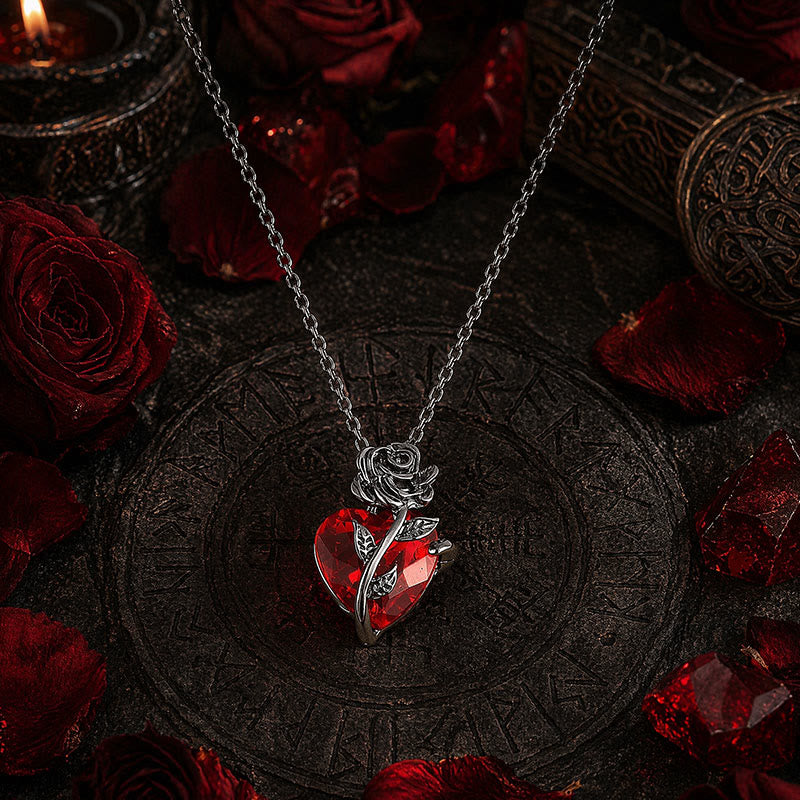 FREE Today: Dark Romance Ruby Heart Rose Necklace - image 3