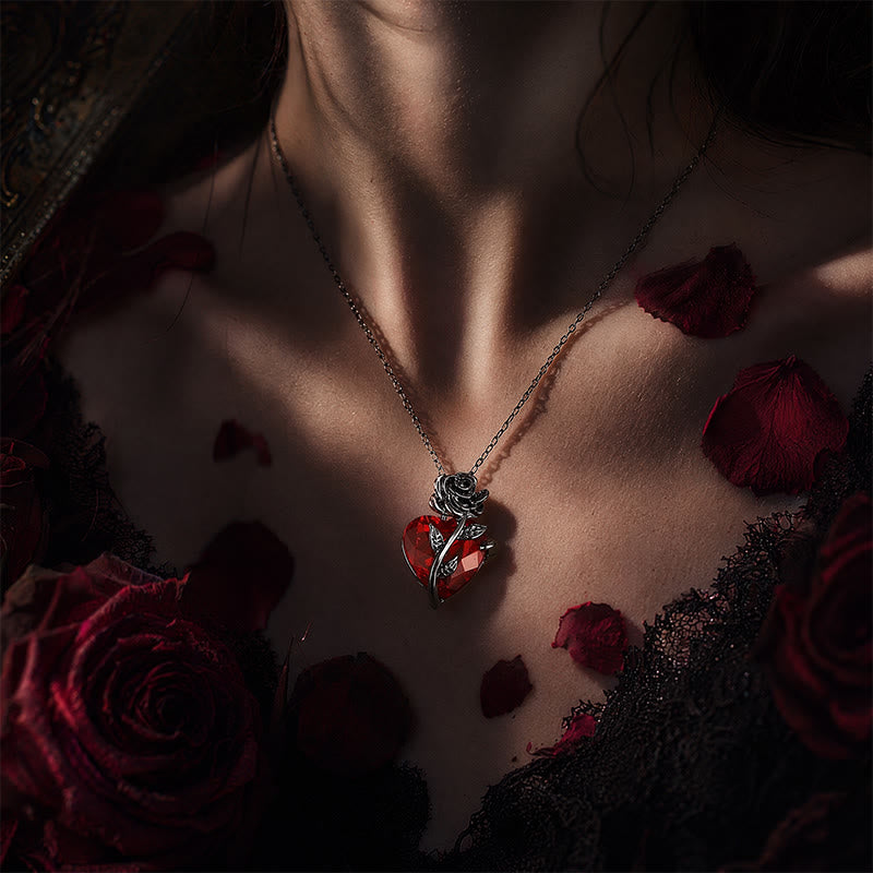 FREE Today: Dark Romance Ruby Heart Rose Necklace - image 1