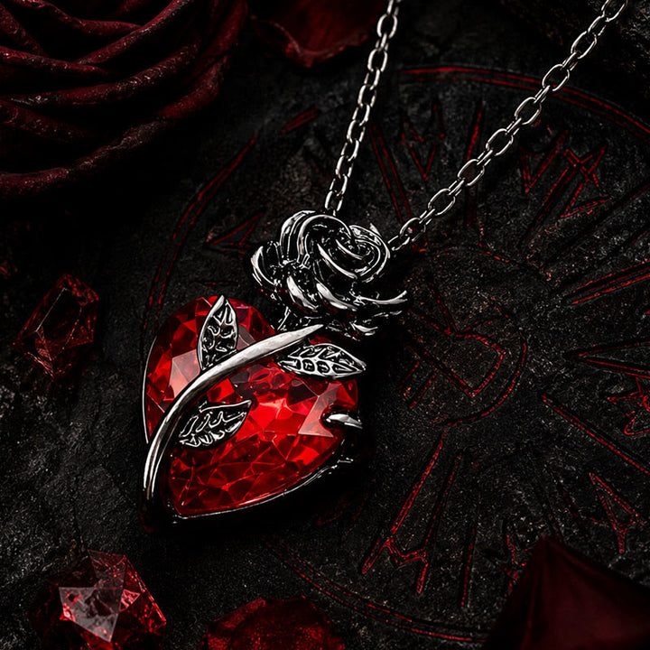 FREE Today: Dark Romance Ruby Heart Rose Necklace - image 5