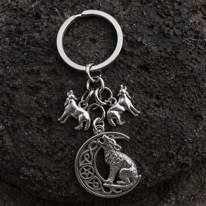 FREE Today: Wolf Howling Crescent Moon Keychain - image 1