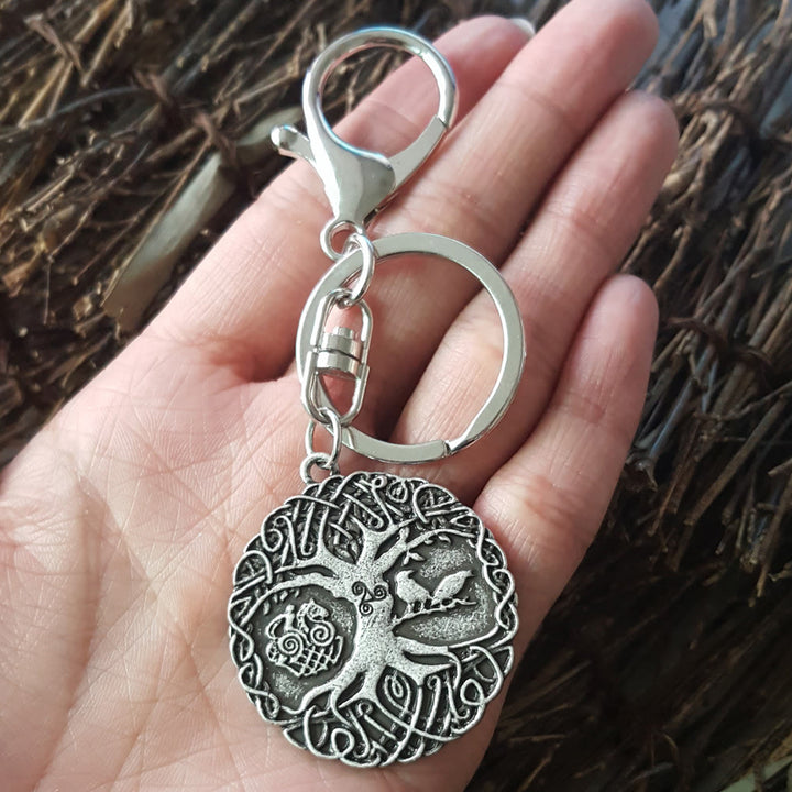 WorldNorse Vintage Celtic Knot Yggdrasil Raven Keychain - image 3
