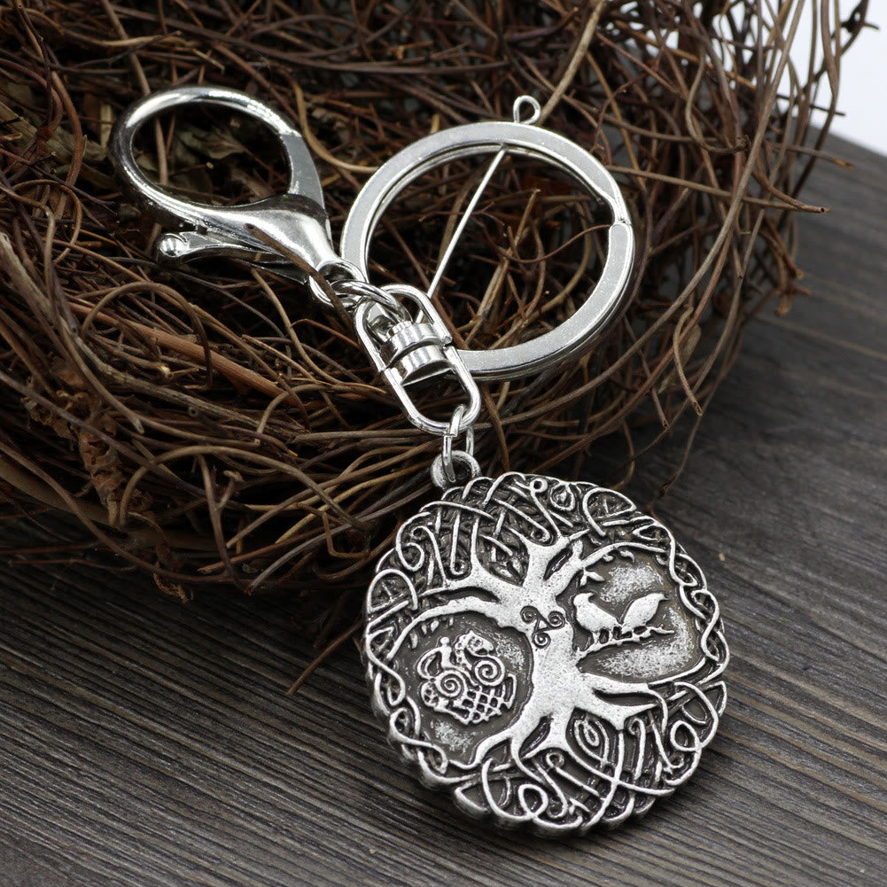 WorldNorse Vintage Celtic Knot Yggdrasil Raven Keychain - Yggdrasil - image 0