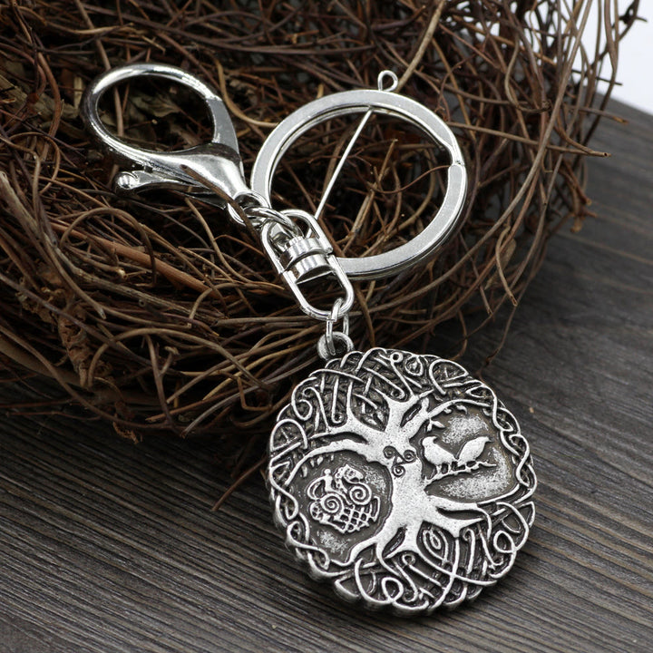 WorldNorse Vintage Celtic Knot Yggdrasil Raven Keychain - Yggdrasil - image 0