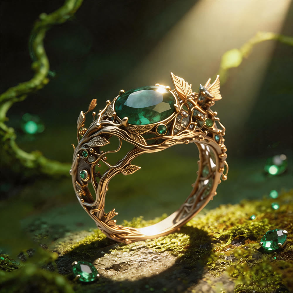 FREE Today: Elven Woodland Vine Emerald Ring - US 10 - image 0