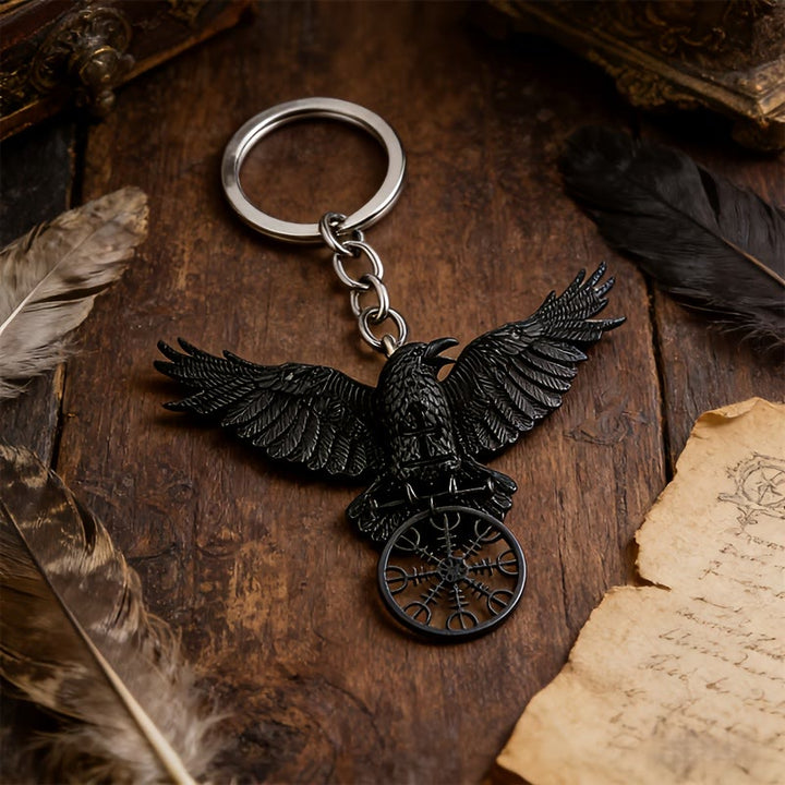 FREE Today: Viking Raven Odin Crow Vegvisir Compass Pendant Keychain / Necklace - Keychain#Black - image 0