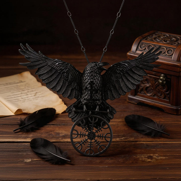 FREE Today: Viking Raven Odin Crow Vegvisir Compass Pendant Keychain / Necklace - image 5