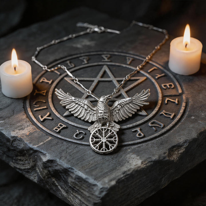 FREE Today: Viking Raven Odin Crow Vegvisir Compass Pendant Keychain / Necklace - Necklace#Silver - image 9