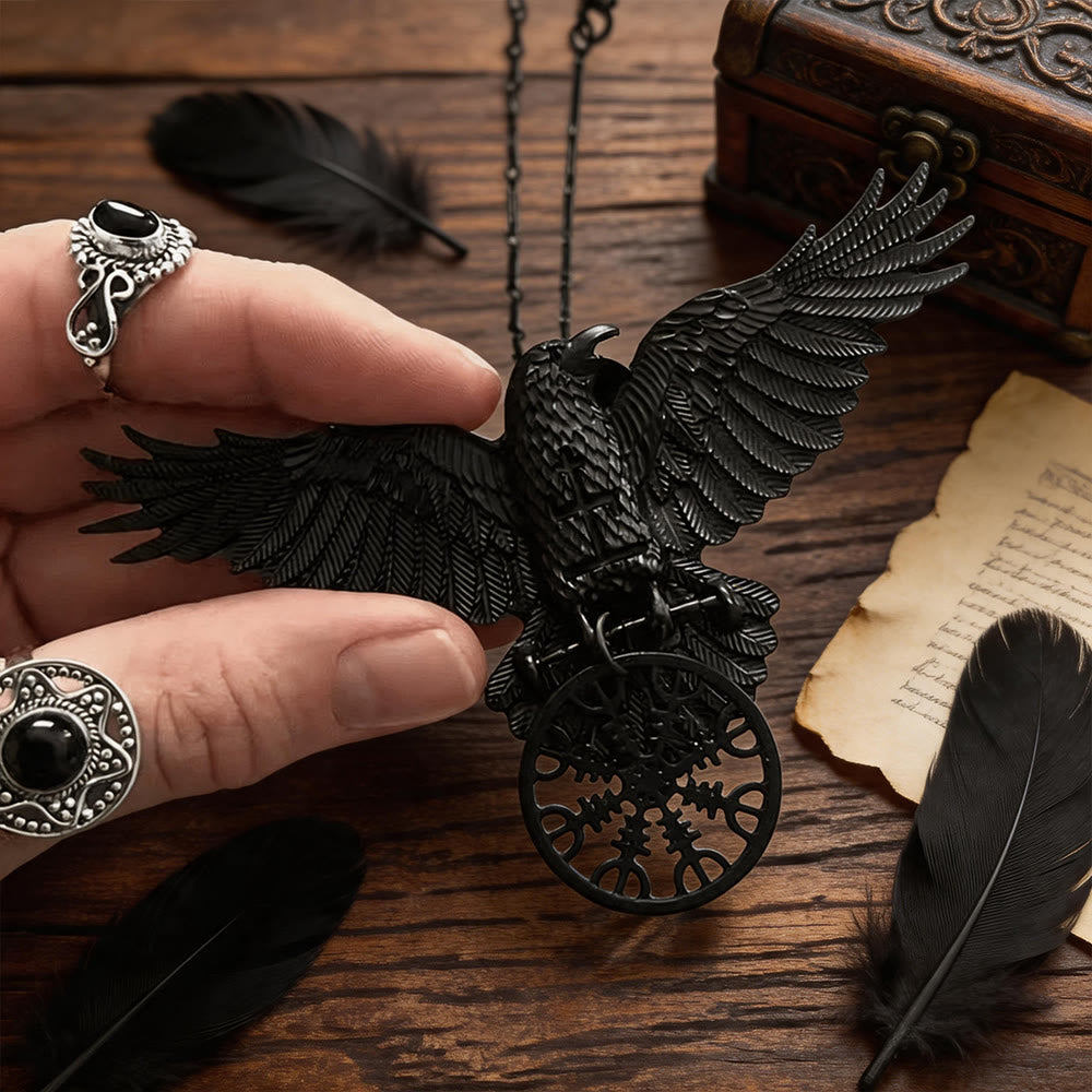 FREE Today: Viking Raven Odin Crow Vegvisir Compass Pendant Keychain / Necklace - image 6