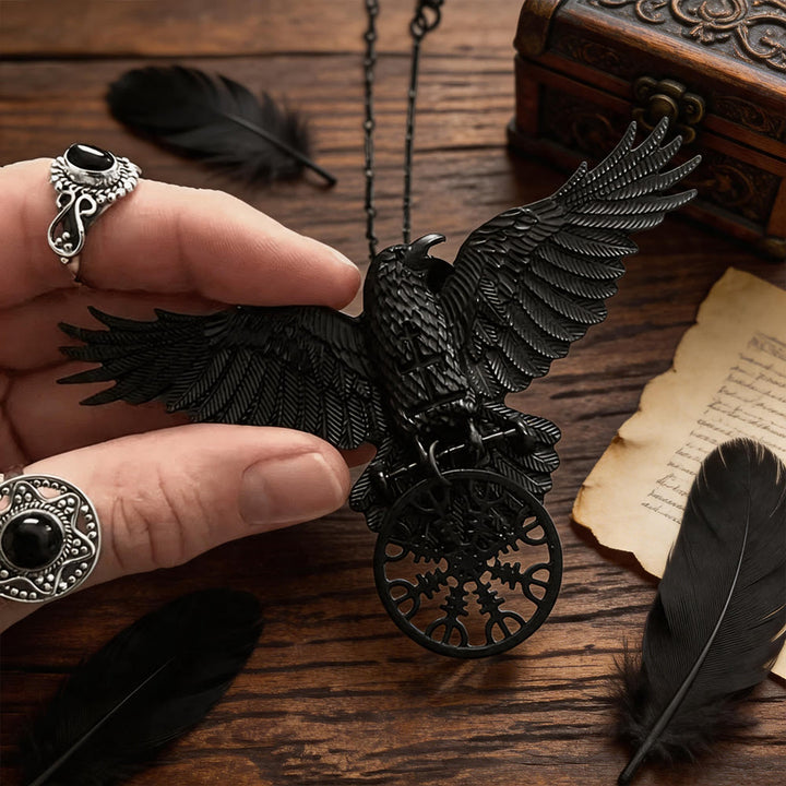 FREE Today: Viking Raven Odin Crow Vegvisir Compass Pendant Keychain / Necklace - image 6