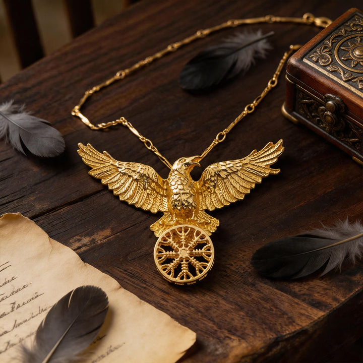 FREE Today: Viking Raven Odin Crow Vegvisir Compass Pendant Keychain / Necklace - Necklace#Gold - image 11